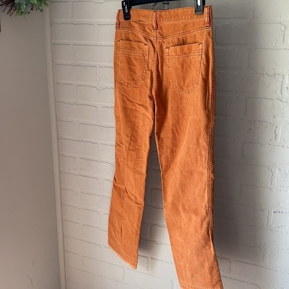 Free People pants orange rust corduroy raw distressed‎ hem pockets boho 26 - Picture 7 of 10